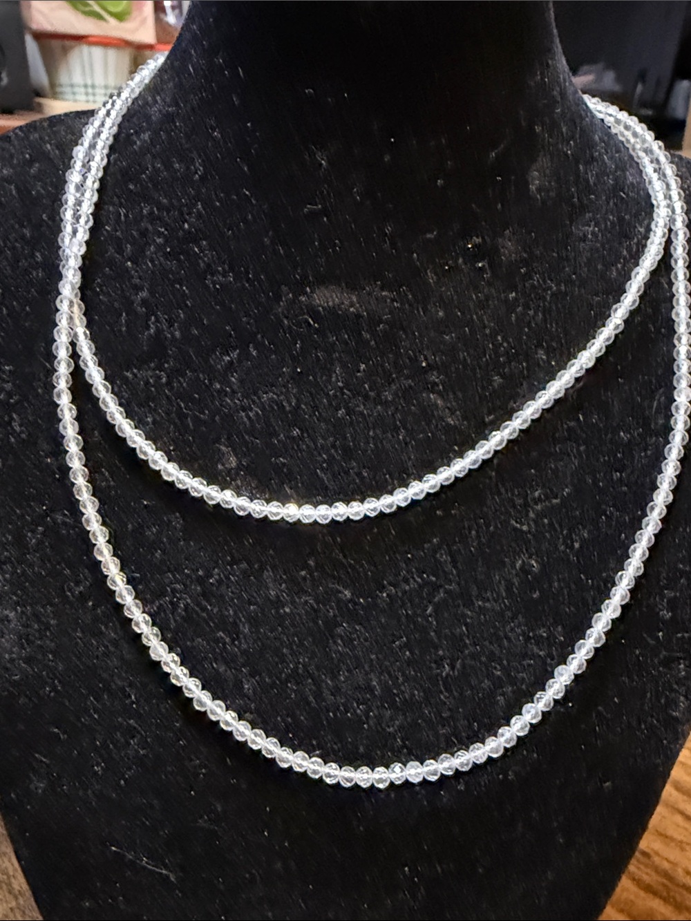 Clear Crystal Beaded Double Strand Necklace